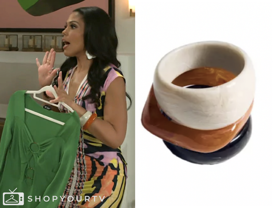 dani dupree, karla mosley, white and orange bangle bracelets, beyond the gates
