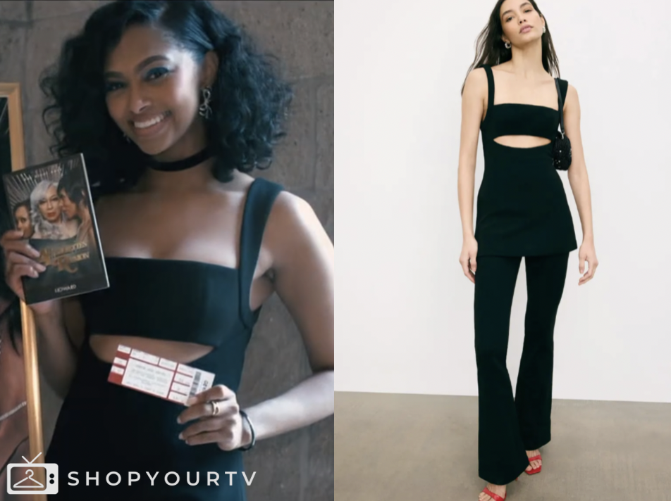 beyond the gates, kat richardson, black cutout jumpsuit, Colby Muhammad