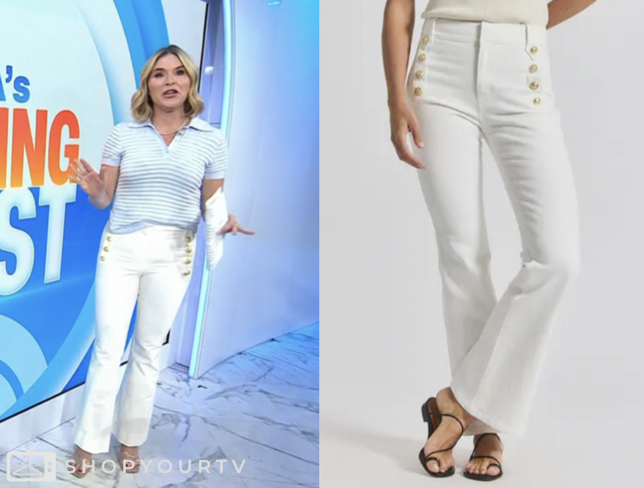 the today show, jenna bush hager, jenna and friends, white sailor button front pants