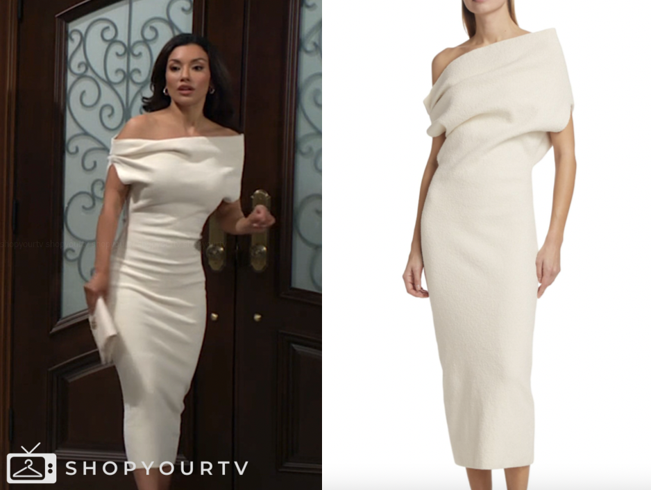 the young and the restless, white textured midi dress, audra charles, Zuleyka Silver
