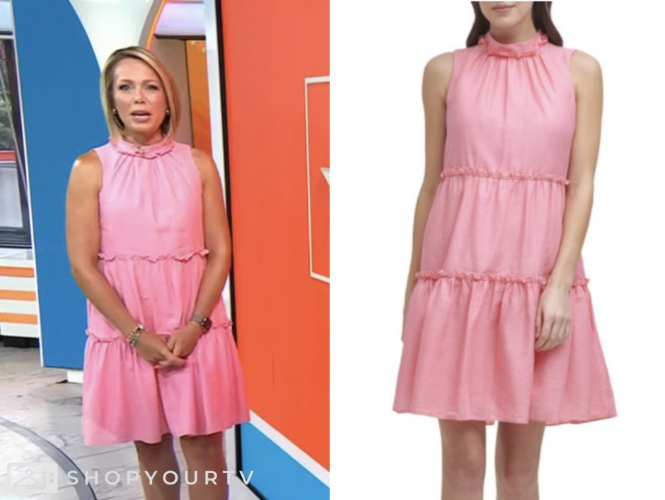 the today show, dylan dreyer, pink tiered mock neck mini dress