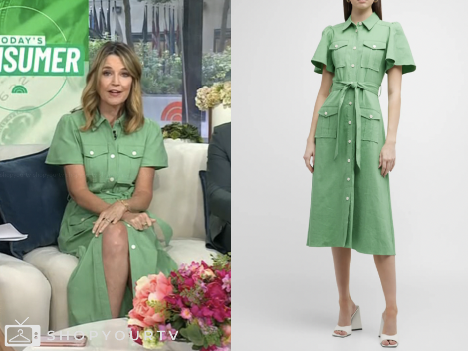 the today show, green midi shirt dress, savannah guthrie