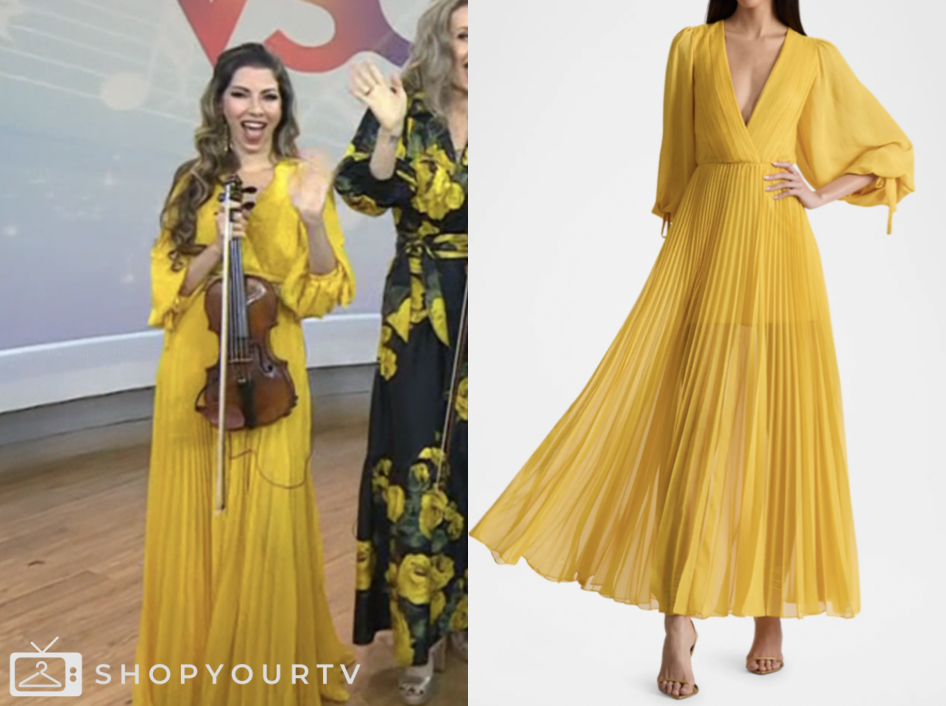 The Today Show August 2025 Leah Zeger's Yellow Pleated Maxi