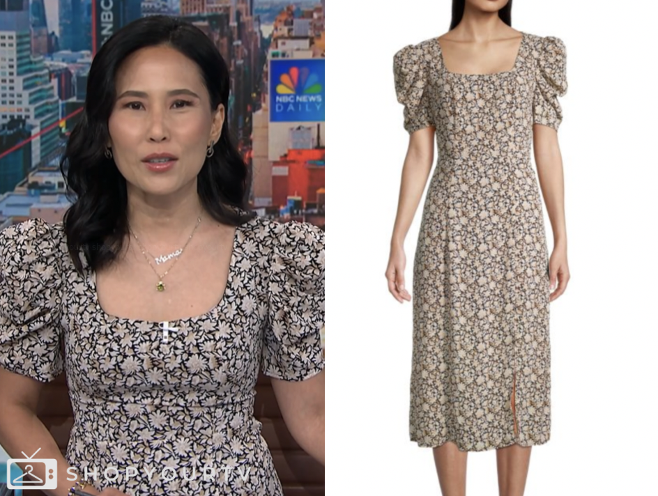 nbc news daily, beige floral midi dress, vicky nguyen