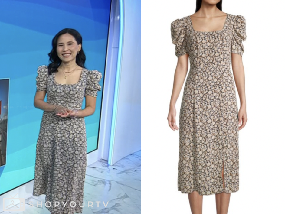 the today show, vicky nguyen, beige floral midi dress