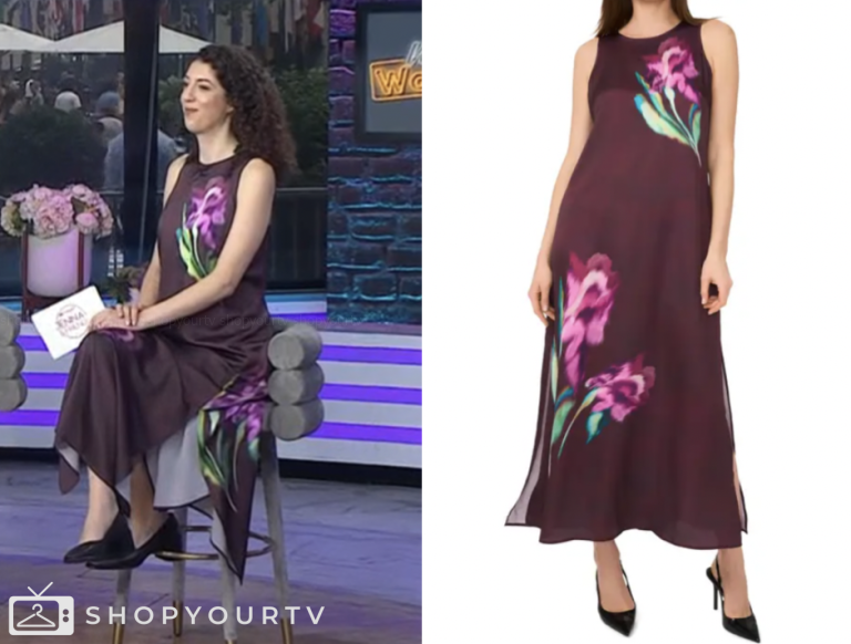the today show, jenna and friends, purple floral satin maxi dress, Elena Nicolaou