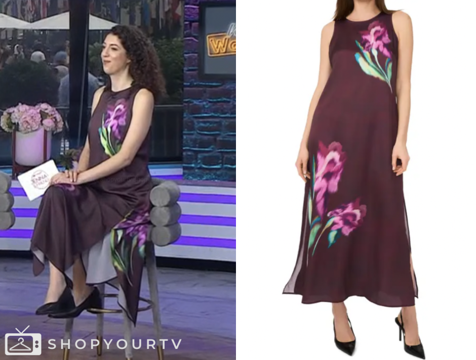 the today show, jenna and friends, purple floral satin maxi dress, Elena Nicolaou