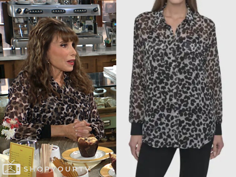 esther valentine, kate linder, the young and the restless, leopard shirt