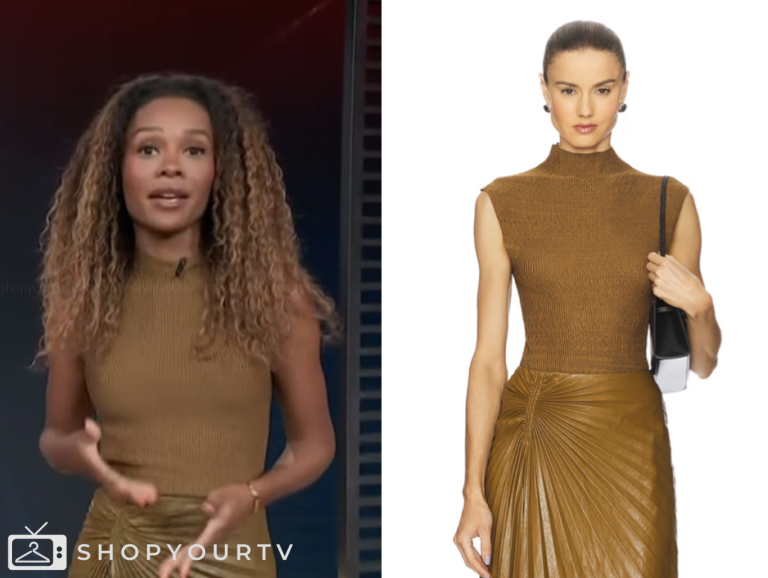 access hollywood, brown knit top, zuri hall