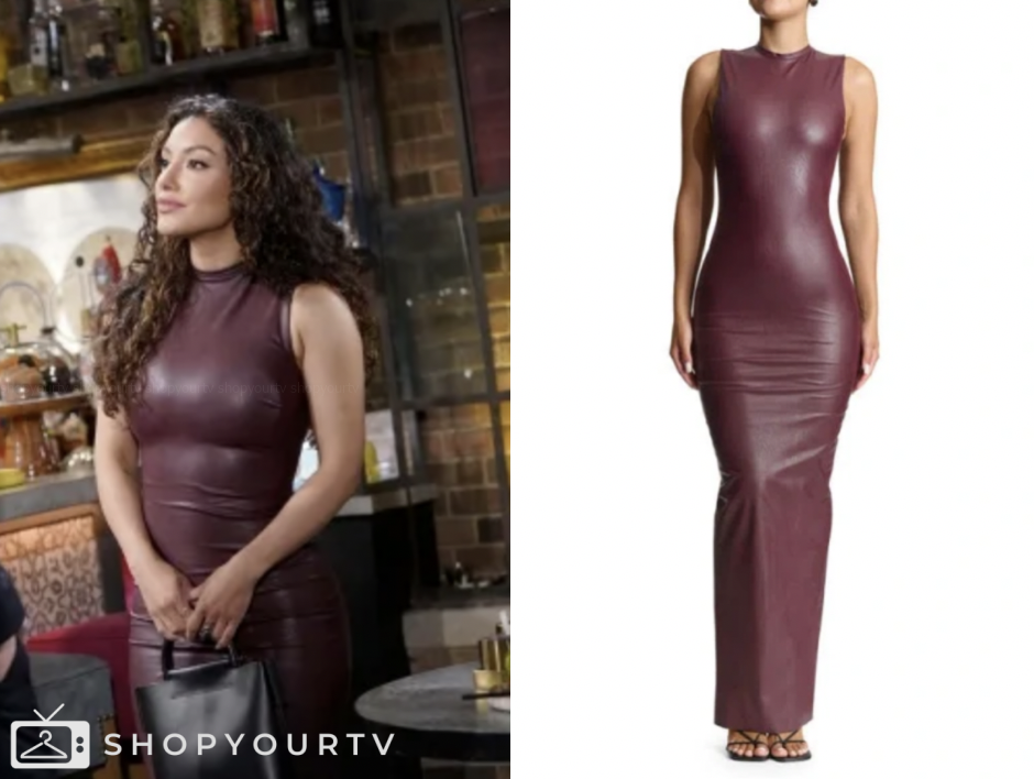 the young and the restless, audra charles, burgundy leather maxi dress, Zuleyka Silver