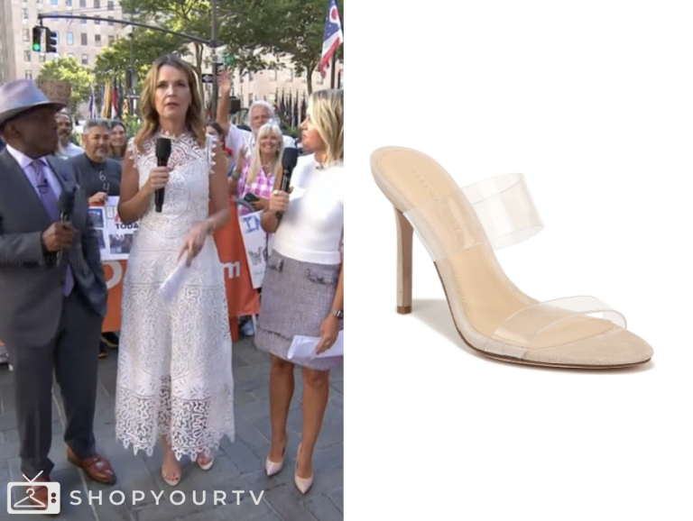 the today show, clear sandals heels, savannah guthrie