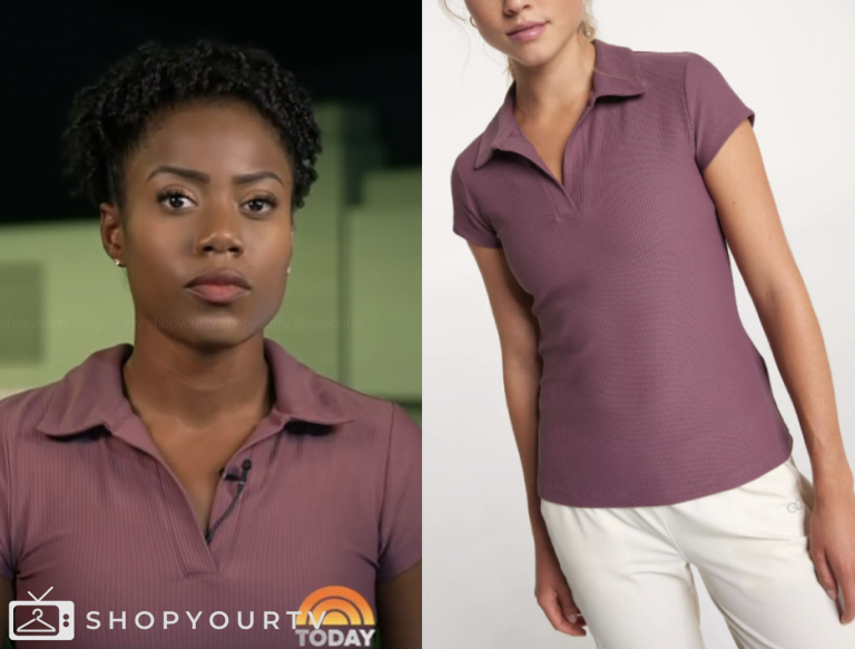 the today show, purple ribbed knit polo shirt, Priscilla Thompson
