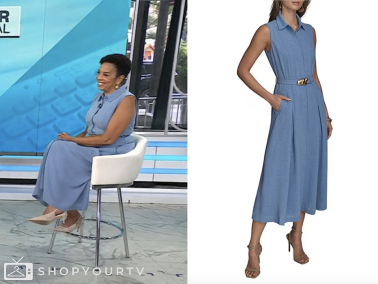 sharon epperson, bue chambray belted midi shirt dress, the today show