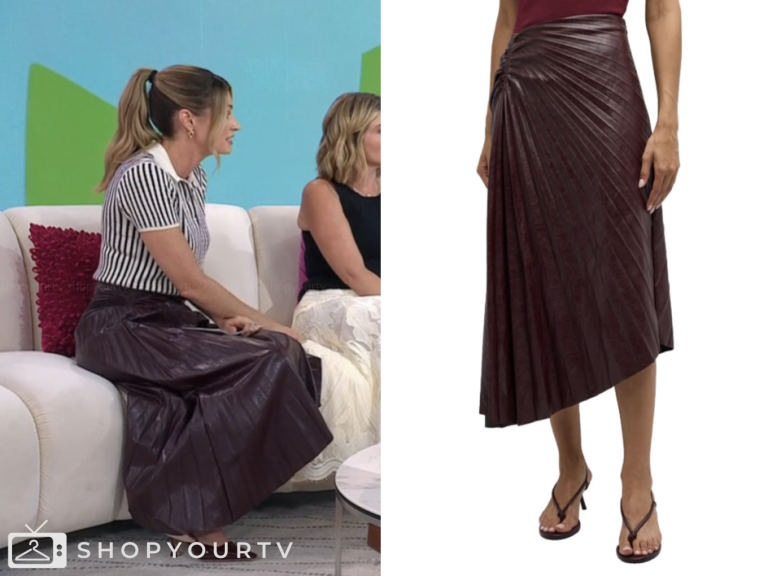 the today show, erin andrews, burgundy leather pleated skirt, jenna and friends
