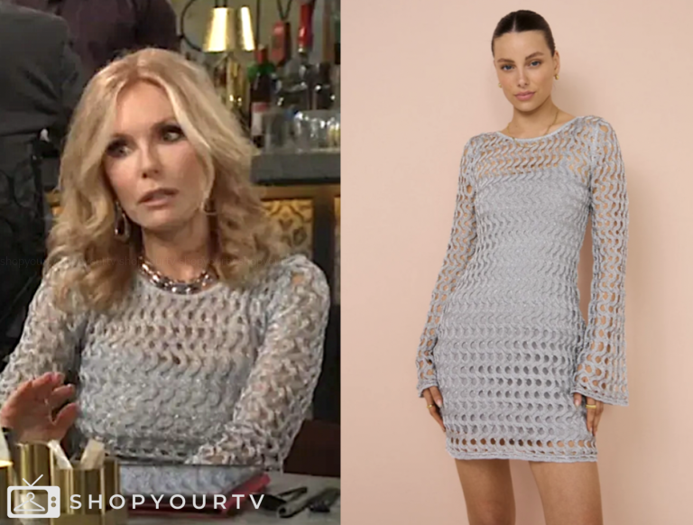 lauren fenmore baldwin, tracey bregman, the young and the restless, silver long sleeve mini dress