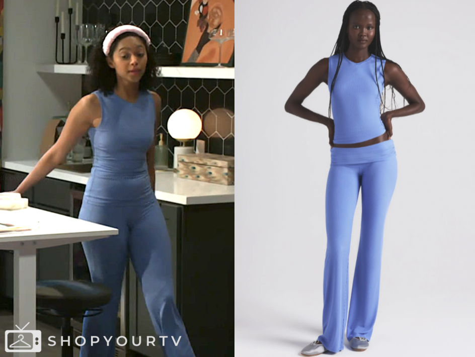 beyond the gates, blue knit tank top and pants, kat richardson, Colby Muhammad