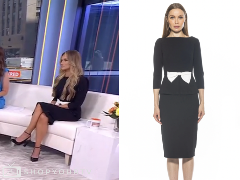 tomi lahren, outnumbered, fox news fashion, black and white bow peplum sheath dress