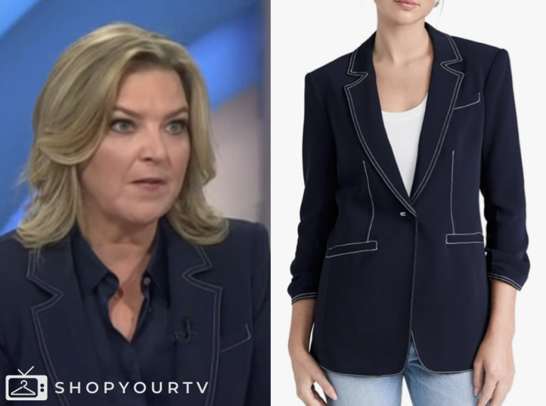 christine romans, the today show, navy contrast stitch blazer