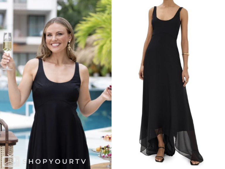 bachelor in paradise, black midi dress, hannah brown