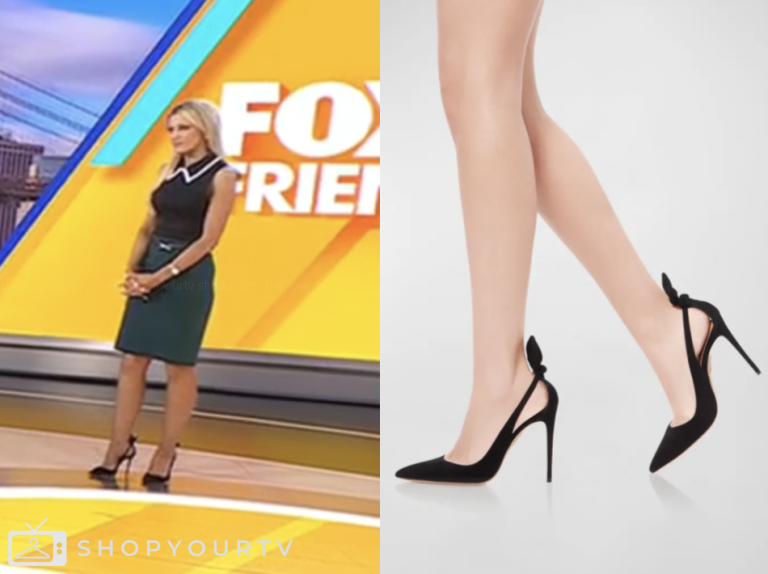 fox and friends, fox news fashion, black bow heels, carley shimkus