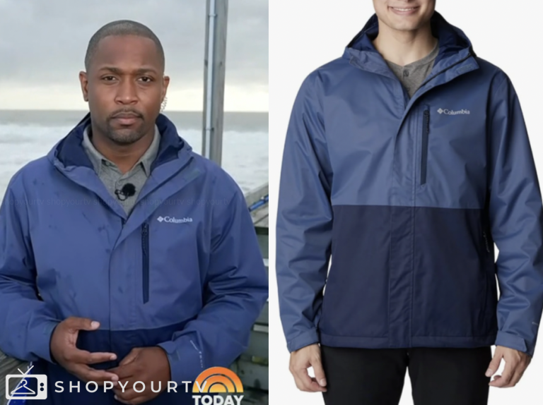 the today show, navy colorblock hooded jacket, Aaron Gilchrist