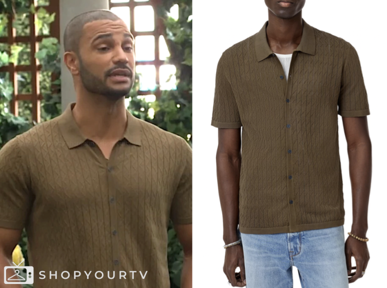 the young and the restless, khaki green knit shirt, Nathan Owens, Holden Novak