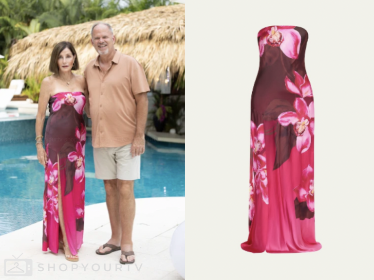 bachelor in paradise, pink floral strapless maxi dress, Kathy Swarts