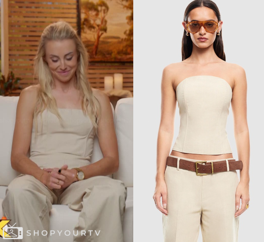 The Block AU: Season 21 Episode 6 Han's Beige Strapless Top | Shop Your TV